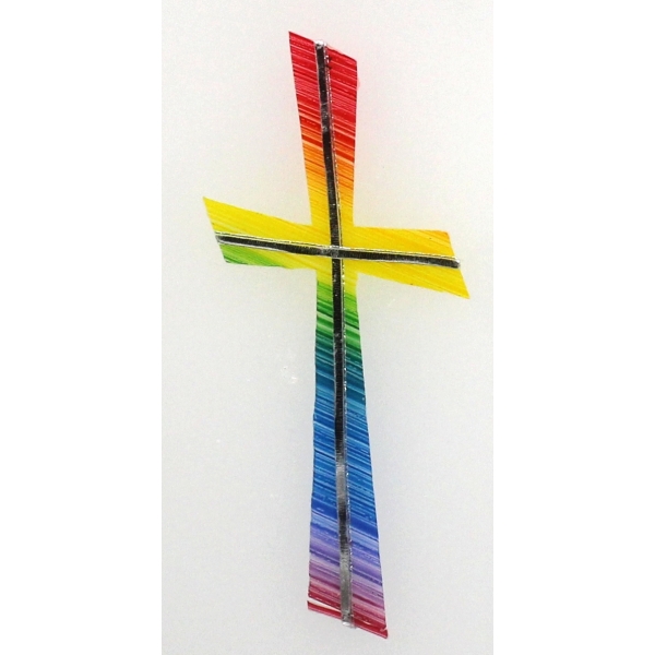 Wachsmotiv Kreuz, Regenbogen 11x5 cm