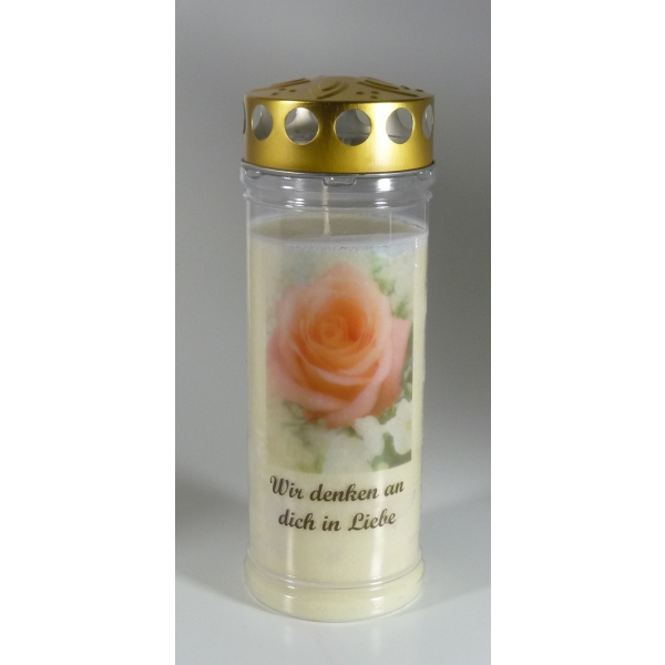 Grablichtkerze Rose - Wir denken an dich... (A)