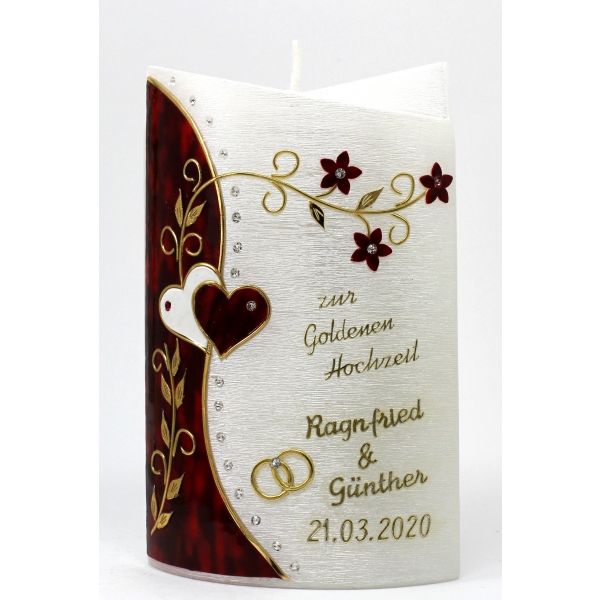Kerze zur Goldenen Hochzeit 19x13cm 7006