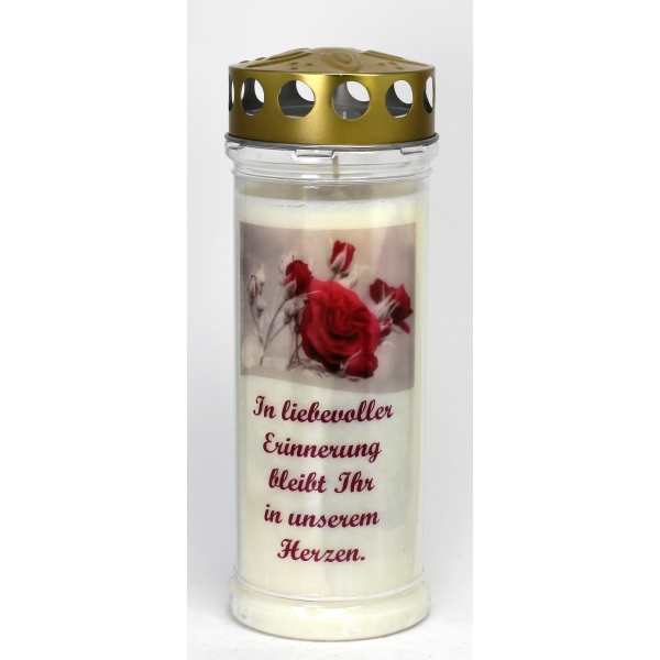 Grablicht, Rose - In liebevoller Erinnerung bleibt Ihr uns...