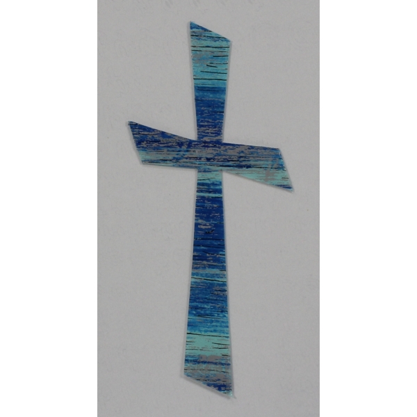 Wachsmotiv Kreuz blau silber multicolor 11 x 5 cm  -  9611