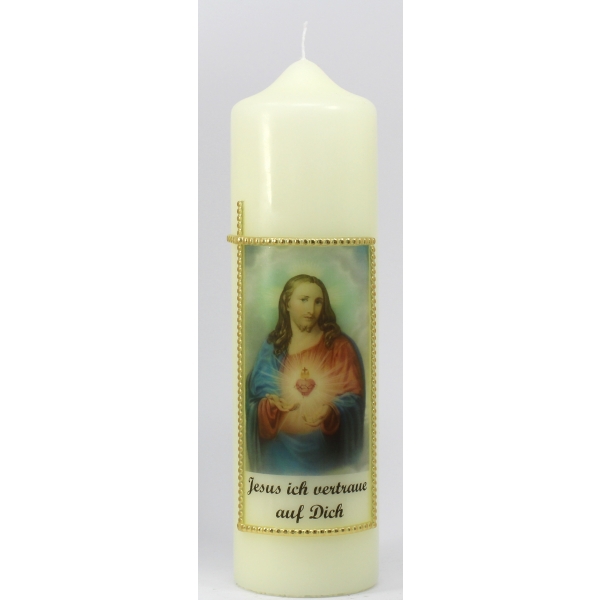 Herz Jesu Kerze, elfenbein 25x7 cm