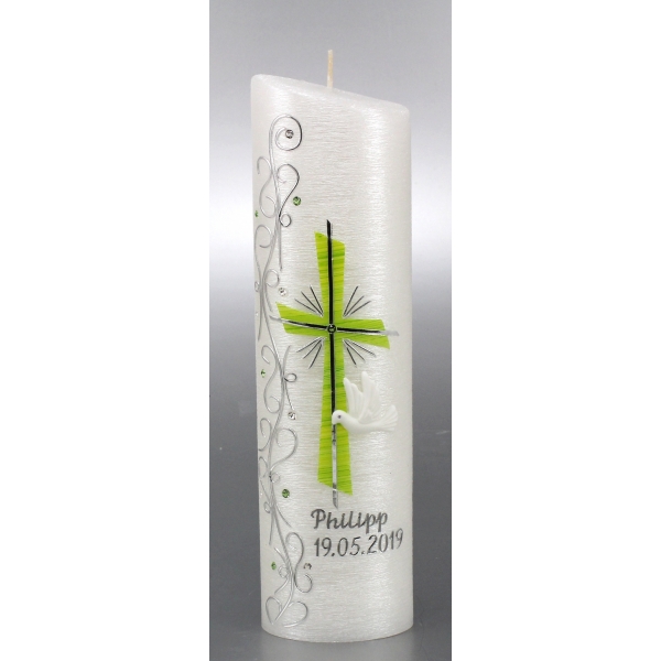 Elegante Taufkerze mit Swarovski-Kristallen 24x6cm  1244