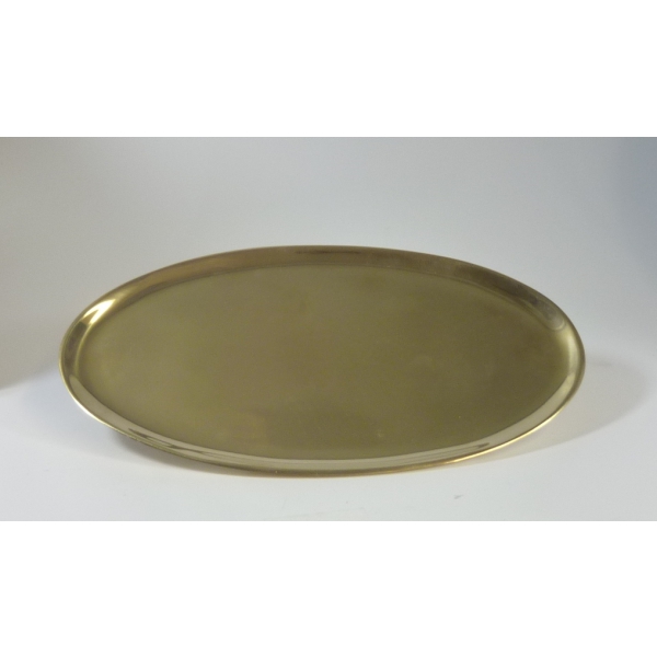 Kerzenteller Oval, Metall poliert goldfarbig 17x10 cm 9032
