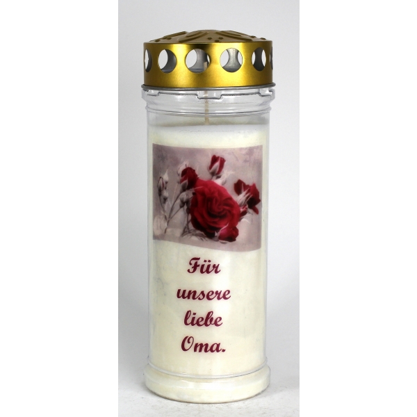 Grablicht, Rose - Für unsere Liebe Oma