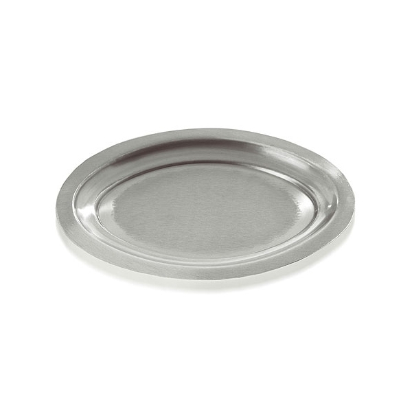 Kerzenteller Oval, Metall  silberfarbig 22x15cm 9029