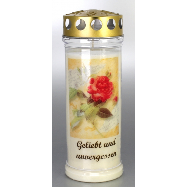 Grablicht, Rose - Geliebt und unvergessen