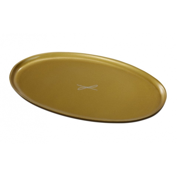 Kerzenteller Oval, Metall poliert goldfarbig 17x10 cm 9032