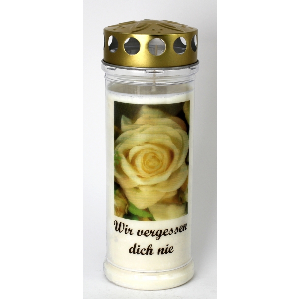 Grablicht, Rose - Wir vergessen dich nie