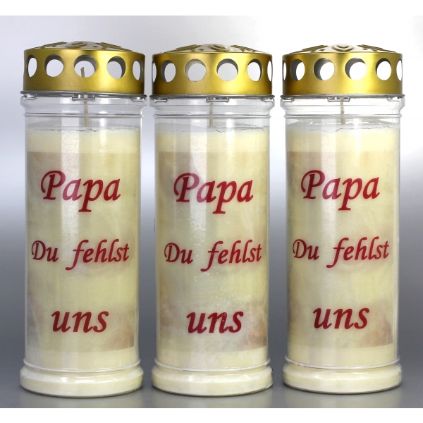 3er Set Grablichtkerzen mit Spruch  3928