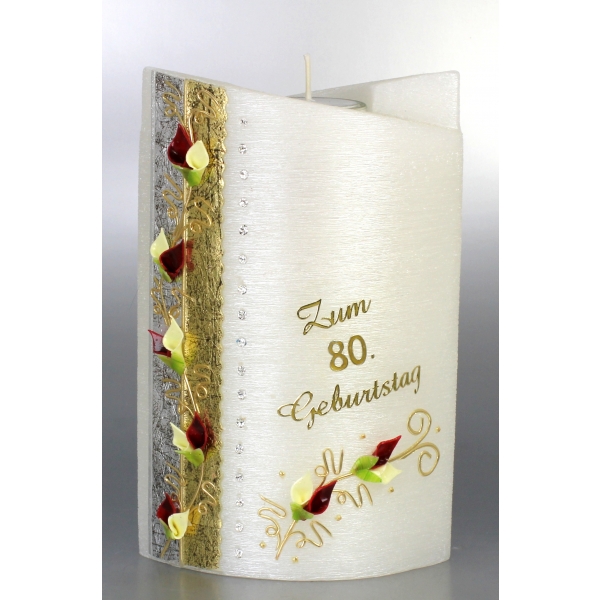 Geburtstagskerze modern mit Teelicht, 19x13cm  1302
