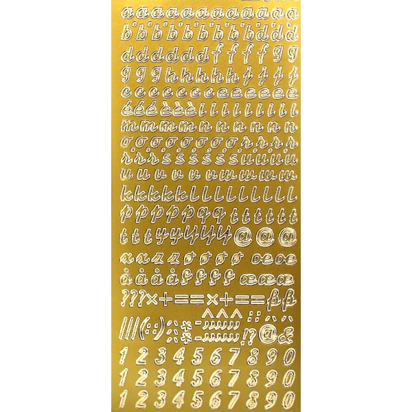 Sticker-Kleinbuchstaben und Zahlen goldfarbig, 8 mm