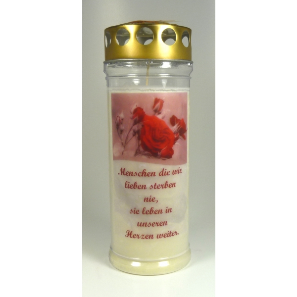 Grablicht, Rose - Menschen die wir lieben sterben nie...