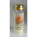 Grablichtkerze Rose - Wir denken an dich... (A) Grablichtkerze Rose - Wir denken an dich... (A)