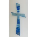 Wachsmotiv Kreuz blau silber multicolor 11 x 5 cm  -  9611
