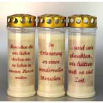 3er Set Grablichtkerzen mit Spruch  3891