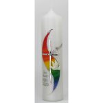 Taufkerze Regenbogen, Junge Mädchen 24x6cm