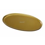 Kerzenteller Oval, Metall poliert goldfarbig 17x10 cm 9032