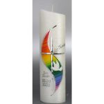 Taufkerze Regenbogen, Junge Mädchen 24x6cm