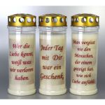 3er Set Grablichtkerzen mit Spruch  3906