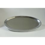 Kerzenteller Metall oval, silberfarbig glänzend 20x11cm 9031