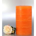 Rustic Kerzen mit 3 Dochte,  mandarin-orange 20x12 cm