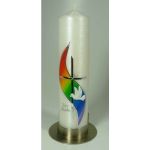 Taufkerze Regenbogen, Junge Mädchen 24x6cm
